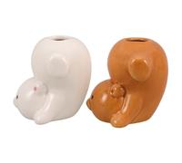 GOOHOCHY 2 Pezzi Portaspazzolino Animali in per Drenaggio Organizer Bagno per Spazzolini e Stuzzicadenti Supporto Compatto e Versatile per Camerette e Ospiti