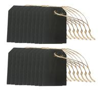 GOOHOCHY 32 Etichette in Legno di Bosso Mini Lavagna Sospesa Bifacciale Cancellabile con Cordino, Cartelli Scrivibili per Bottiglie e Cestini, Etichette Multifunzione per Eventi