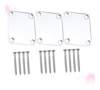 GOOHOCHY 3pezzi Piastra Manico Chitarra e Basso in Resistente Con Viti Supporto Rinforzato Per Collo Strumenti Musicali Design Ergonomico e Durevole Finitura Argento