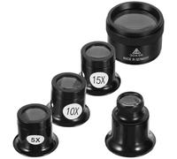 GOOHOCHY 5 Pezzi Lente d'Ingrandimento in Plastica e Vetro Portatile 5x/10x/15x/20x/30x Ingrandimento Versatile per Gioielli per Controllo qualità e Test di Cristalli