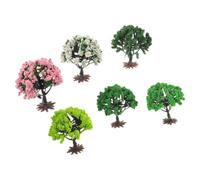 GOOHOCHY 6 Pezzi Alberi in Miniatura per Diorama con Foglie Verdi in Plastica, Resistenti e Stabili, Dimensioni 8x8x3cm, Accessori per Paesaggi e Modelli su Scala
