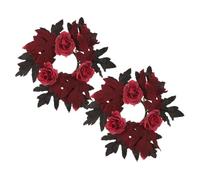 GOOHOCHY Anelli per Candele Autunnali 2 Pezzi Foglie D’Acero Artificiali e Rose Ghirlanda Decorativa per Centrotavola Porta D’Ingresso e Feste di Halloween e Ringraziamento