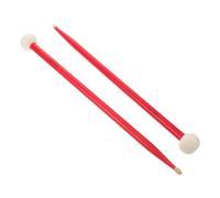 GOOHOCHY Bacchette a Doppia Testa Bacchette in Acero Teste in Morbido Tessuto Mallet Per Timpani Accessori Per Strumenti a Percussione Parti Di Batteria (rosso)
