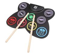 GOOHOCHY Batteria Elettronica Portatile per Praticare Tamburo Design Arrotolabile in Silicone ABS Legno - 9 Pad Tamburo 2 Piatti Hi-Hat Aperto/Chiuso Tom Snare Ride Floor