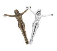 GOOHOCHY Ciondolo Croce Uomo in Lega Solida 54 CM Vintage Tono Antico 2 Pezzi per Collane e Portachiavi Accessori Fai da Te Religiosi Cristiani