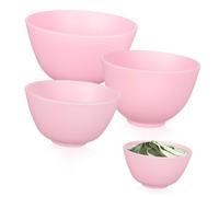 GOOHOCHY Ciotole per Maschera Fai da Te Antigoccia 3 Pezzi Set Piccolo Medio Grande in Silicone Alimentare Rosa per Miscelazione Maschere Viso e Cura Chioma Professionale