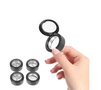 GOOHOCHY Custodia per Ombretti Vuota 3 Scomparti Rotonda Finestra Trasparente in Plastica Nera, Contenitore Portatile Multi-grid per Lipstick e Makeup On-the-go, Confezione da 4 Pezzi