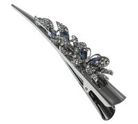 GOOHOCHY Fermaglio per Chioma a Coccodrillo Strass, Molletta per Chioma Fini in Metallo e Cristallo, Fermagli lo Styling da Donna per Occasioni Eleganti e Matrimonio, Colore Blu Scuro