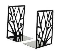 GOOHOCHY Fermalibri e Design Traforato Superficie Liscia e Tocco Delicato in Ferro Nero Stile Moderno per Scaffali e Mensole in Ufficio o Aula
