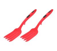 GOOHOCHY Forchetta in Silicone Antiaderente 2 Pezzi, Utensile da Cucina Ergonomico Resistente al Calore, Forchetta Grande Lavabile per Pasta e Insalata, Utensile Pratico per Uso Quotidiano
