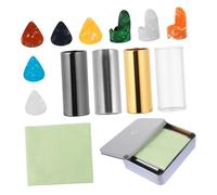 GOOHOCHY Kit per Chitarra Slide in Vetro e Acciaio Inox Plettri e Copridito, per Suonare Blues, Rock e Country