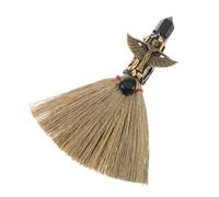 GOOHOCHY Scopa da Tavolo Piccola Mano in Cristallo Naturale di Ossidiana Nera Spazzola Artigianale Mini per Pulizia Delicata Scopa Altare Strega per Decorazioni Halloween e Uso Indoor