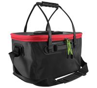 GOOHOCHY Secchio da Pesca Pieghevole in Eva Spesso con Manico Ergonomico e Rete Filtro per Campeggio e Pesca Contenitore Vivente per Esche e Pesci Design Compatto Nero