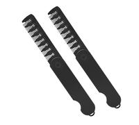 GOOHOCHY Set 2 Pettini Pieghevoli Neri in Plastica Denti Larghi e Fini, Portatili e Multiuso per Chioma Oleosi, per Viaggi e Uso Quotidiano