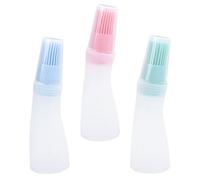 GOOHOCHY Set 3 Bottiglie per Olio in Silicone con Pennello e Coperchio Trasparente, Contenitori per Condimenti da Cucina con Tenuta per Barbecue e Buffet