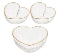 GOOHOCHY Set 3 Pezzi Ciotole in Vetro a Forma di Cuore per Dessert e Frutta, Resistente al Freddo al Caldo, Design Semplice per Catering e Negozi di Alimentari