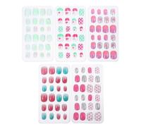 GOOHOCHY Set 5 Scatole Unghie Finte in Plastica, Adesive e Facili da Applicare, Perfette per Nail Art Fai da Te a Casa, Design Unico e Carino