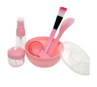 GOOHOCHY Set 9 Pezzi Accessori Skincare Viso Rosa Ciotola, Pennello in Silicone e Bastoncino per Maschere Fai da Te per Make Up Cosmetico