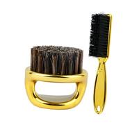 GOOHOCHY Spazzola Per Barba e Collo Da Barbiere, Set Da 2 Pezzi, Spazzola Morbida Impugnatura Ad Anello Per La Pulizia Dei Peli Morti, Adatta Alla Rasatura Maschile e Alla Cura Della Barba