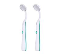 GOOHOCHY Specchio Portatile per Ispezione Dentale LED Verde in Plastica Resistente Luce Brillante 2 Pezzi per Cura Orale Professionale