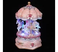 GOOHOCHY Statuetta Musicale di Cavallo Vintage giostra Musicale per Ragazze Decorazioni Musicali per Il Tavolo delle Vacanze giostra Rotante con luci Purple