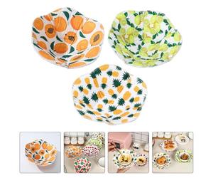 GOOHOCHY Supporti per Ciotole per Microonde Set da 3 Pezzi Portaciotole Antiscivolo Resistenti al Calore Rivestimento Isolante Copriciotole Riutilizzabili Fantasia Frutta per Protezione