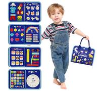 GOOJOOY Busy Board Giochi Montessori 2 Anni, Pannello Sensoriale Bambini Montessori, Giochi Educativi 2 3 4 Anni, Riconoscere Le Alfabeto e Imparare a Vestirsi, Bambini Regalo