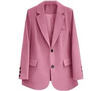 Goolecrimp Blazer Monopetto da Donna in Stile Classico retrò con Revers Elegante Blazer Leggero Ampio E Casual da Ufficio (Viola-Rosa,M)