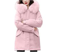 Goolecrimp Cappotto Invernale da Donna con Cappuccio e Coulisse Spesso e Imbottito Parka di Media Lunghezza Ampio Taglia Grande Lungo Invernale con Cappuccio (Rosa,M)