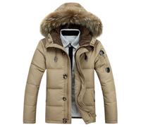 Goolecrimp Giacca Invernale da Uomo Parka Imbottita Spessa Antivento con Ampio Colletto in Pelliccia con Cappuccio Impermeabile Lunga Invernale Ispessita Giacca Invernale da Neve (Kaki,M)