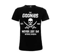 Goonies T-Shirt Originale Ufficiale Never Say Die Maglia Maglietta Nera Teschio Skull (XXL)