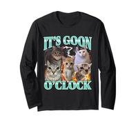 Gooning O'clock Funny Offensive Cat Meme Bootleg Uomini Donne Maglia a Manica