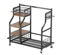 GOOPEEG Borse da Golf e Accessori Organizzatore di Stoccaggio for Sacche da Golf Supporto for in Legno E Portaoggetti for Garage Mobili con Cestino Golf Rack