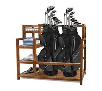 GOOPEEG Borse da Golf e Accessori Organizzatore for Garage in Legno for, Supporto for Sacca da Golf for, for 2 Accessori for Attrezzatura for Sacche Golf Rack