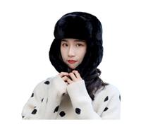 GOOPEEG Caldo Berretto Morbido Cappello da Pilota Invernale Donna con in Pelliccia Addensato Caldo Antivento Paraorecchie Sport all'Aria(Black)