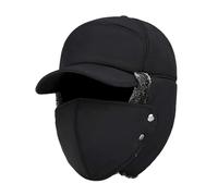 GOOPEEG Caldo Berretto Morbido Cappello Unisex di Pelliccia Russo Antivento Invernale con Paraorecchie Caldo Sport all'Aria(Black)