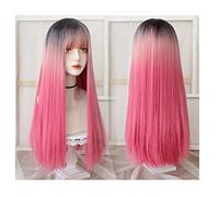 GOOPEEG Cosplay Parrucche Parrucca Con Frangia Parrucche Per Capelli Lunghi Sfumati Parrucca Da 27 Pollici Moda Resistente Al Calore Naturale Per Le Donne Costume Da Festa Cosplay Parrucca Quotidiana