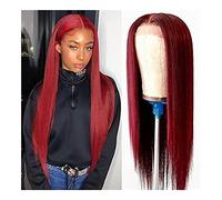 GOOPEEG Cosplay Parrucche Parrucche Frontali In Pizzo Bordeaux Parrucche Lunghe Per Capelli Lisci Capelli In Fibra Resistente Al Calore Rosso Vino Parrucca Quotidiana