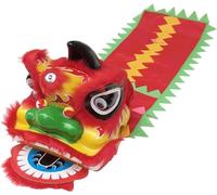 GOOPEEG Danza del Leone, 8 Teste Di Danza Del Leone In Lana Artificiale, Oggetti Scena Per La, Per Feste Tradizionali, Costume Evento Culturale(Rot)