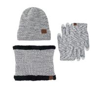 GOOPEEG Inverno 3 Pezzi Set Di Cappello Invernale Da Donna, Sciarpa Calda E Guanti Spessi Foderati In Pile Invernale Termico Accessori(Grey)