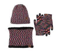 GOOPEEG Inverno 3 Pezzi Set Di Cappello Invernale Da Donna, Sciarpa Calda E Guanti Spessi Foderati In Pile Invernale Termico Accessori(Rot)