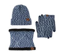 GOOPEEG Inverno 3 Pezzi Set Di Cappello Invernale Da Donna, Sciarpa Calda E Guanti Spessi Foderati In Pile Invernale Termico Accessori(Blue)