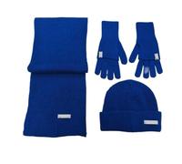 GOOPEEG Inverno 3 Pezzi Set Di Sciarpa, Cappello E Guanti Invernali In Maglia Calda Spessa Invernale Termico Accessori(Blue)