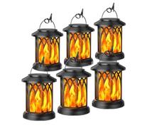 GOOPEEG Lampada da Esterno,Luci Solari Lanterna solare con luci da esterno, lanterne fiamma tremolante, impermeabili Decorazione per Cortile(6 Pack)