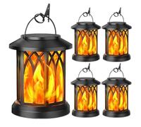 GOOPEEG Lampada da Esterno,Luci Solari Lanterna solare con luci da esterno, lanterne fiamma tremolante, impermeabili Decorazione per Cortile(4 Pack)
