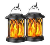 GOOPEEG Lampada da Esterno,Luci Solari Lanterna solare con luci da esterno, lanterne fiamma tremolante, impermeabili Decorazione per Cortile(2 Pack)