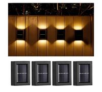 GOOPEEG Lampada da Esterno,Luci Solari Luci Da Parete Solari A LED For Esterni, Su E Giù, Impermeabili, A Risparmio Energetico Decorazione per Cortile(Warm White,4 pack)