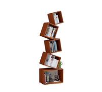 GOOPEEG Libreria Scaffale Ufficio, Cucina, Libreria Con Mobile Scaffale Per Libri Geometrico A 5 Livelli Per Quadrato Impilabile Per Creatività Per Esposizione Per L'home Office Industriale(Bruin)