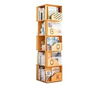 GOOPEEG Libreria Scaffale Ufficio, Cucina, Libreria Girevole A 360° Quadrata Scaffali In Legno Massello Scaffale Per Libri In Piedi Per L'home Office Industriale(5 Tier)