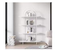 GOOPEEG Libreria Scaffale Ufficio, Cucina, Scaffale A 4 Livelli Scaffali Ad Arco Per Giornali Soggiorno Camera Da Letto Ufficio Porta Riviste Libri Libreria In Metallo Industriale(White)